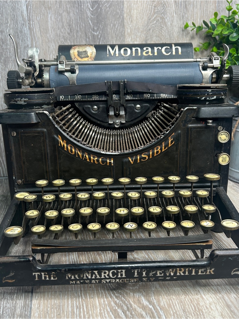 Rare 1908 Antique Monarch Visible No 2 Typewriter Serial 59053 Syracuse -Works!
